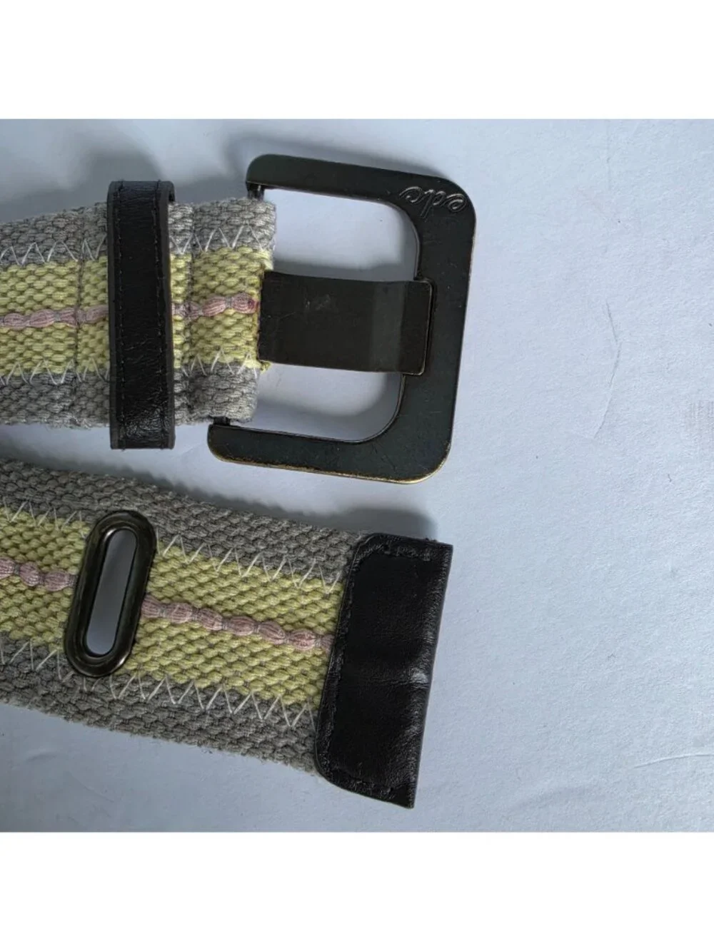 EDC by Esprit Belt Size 10 Striped Canvas Web Belt Y2K Pastel Grommet Buckle